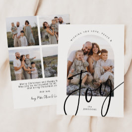 Minimalist Joy Modern Script Arch Photo Christmas シーズンカード