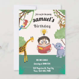 Minimalist Jungle Safari Birthday Invite  招待状