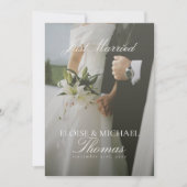 Minimalist Just Married 2 Photo QR Code Wedding 案内状 (正面)