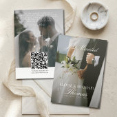 Minimalist Just Married 2 Photo QR Code Wedding 案内状