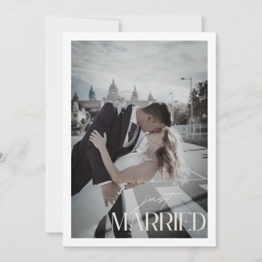 Minimalist Just Married QR Code Wedding 案内状 (正面)
