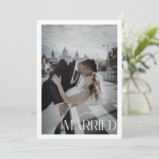 Minimalist Just Married QR Code Wedding 案内状 (スタンド正面)
