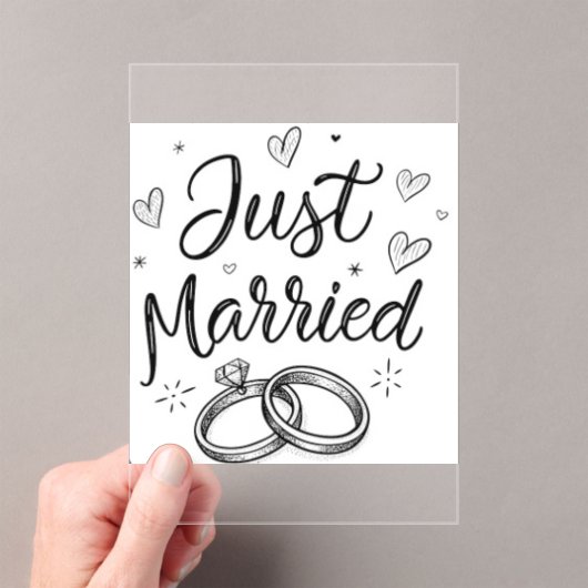 Minimalist Just Married Wedding Invitation アクリル招待状 (インサイチュ (ポータブル))