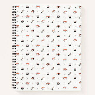 Minimalist Kawaii Sushi Pattern Cute Japanese Food ノートブック