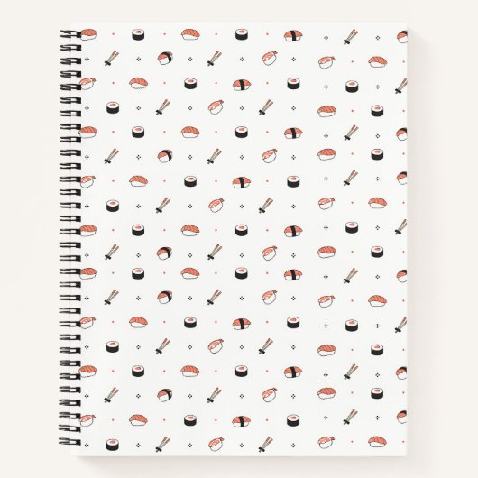 Minimalist Kawaii Sushi Pattern Cute Japanese Food ノートブック (正面)