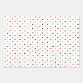 Minimalist Kawaii Sushi Pattern Cute Japanese Food ラッピングペーパーシート