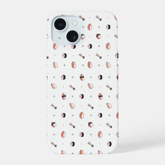 Minimalist Kawaii Sushi Pattern Cute Japanese Food iPhone 15ケース (裏面)