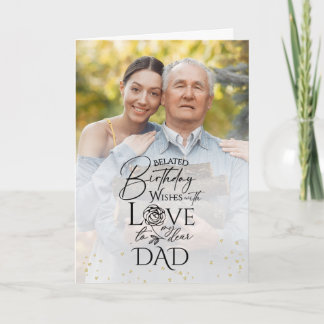 Minimalist keepsake Belated Modern Birthday Dad カード