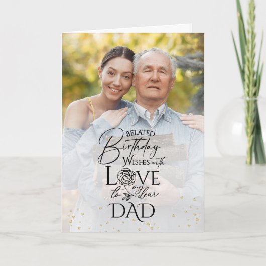 Minimalist keepsake Belated Modern Birthday Dad カード (正面)