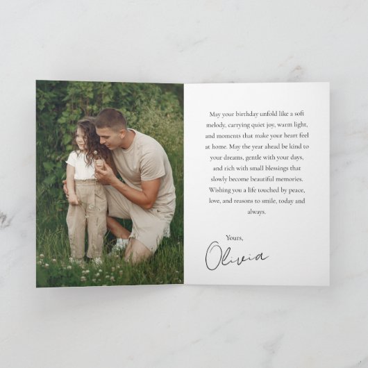 Minimalist keepsake Belated Modern Birthday Dad カード (内部)