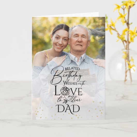 Minimalist keepsake Belated Modern Birthday Dad カード (黄色い花)