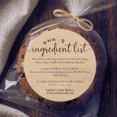 Minimalist Kraft Script Ingredient List Bakery ラウンドシール