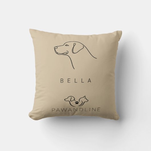 Minimalist Labrador Pillow | Custom Name クッション (正面)
