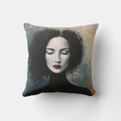 Minimalist Lady Portrait Canvas Art クッション (裏面)