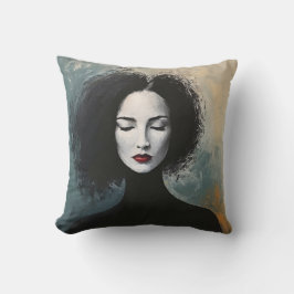 Minimalist Lady Portrait Canvas Art クッション