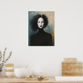 Minimalist Lady Portrait Canvas Art ポスター (キッチン)