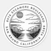 Minimalist Landscape Return Address Labels Custom ラウンドシール (正面)