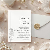 Minimalist Larkspur Floral Wedding Invitation 招待状
