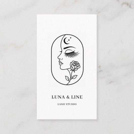 Minimalist Lash Artist Business Card with QR Code  名刺 (正面)