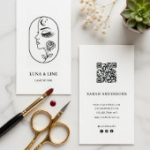 Minimalist Lash Artist Business Card with QR Code  名刺