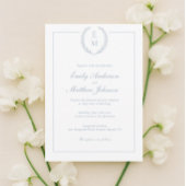 Minimalist Laurel Monogram Wedding Invitation 招待状