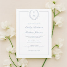 Minimalist Laurel Monogram Wedding Invitation