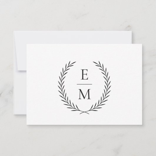Minimalist Laurel Monogram Wedding RSVP Cards (裏面)