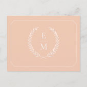 Minimalist Laurel Monogram Wedding Save The Date 案内ポストカード (裏面)