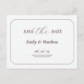 Minimalist Laurel Monogram Wedding Save The Date 案内ポストカード (正面)