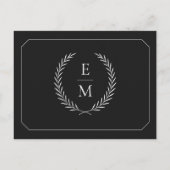 Minimalist Laurel Monogram Wedding Save The Date 案内ポストカード (裏面)