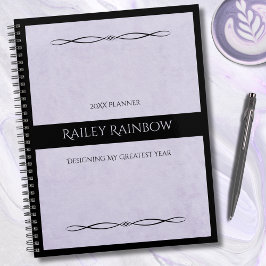 Minimalist Lavender Black Monogrammed Co-worker プランナー手帳