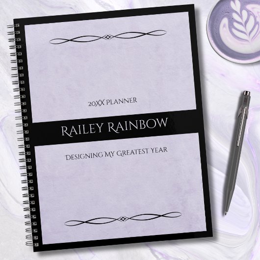 Minimalist Lavender Black Monogrammed Co-worker プランナー手帳