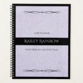 Minimalist Lavender Black Monogrammed Co-worker プランナー手帳 (正面)