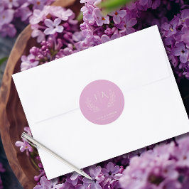 Minimalist lavender lilac Monogram Wedding  ラウンドシール