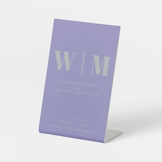 Minimalist Lavender Silver Simple Wedding 台座サイン (正面)