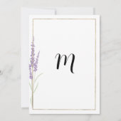 Minimalist lavender white gold floral Wedding 招待状 (裏面)