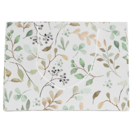 Minimalist Leaves Pattern Gift Bag ラージペーパーバッグ