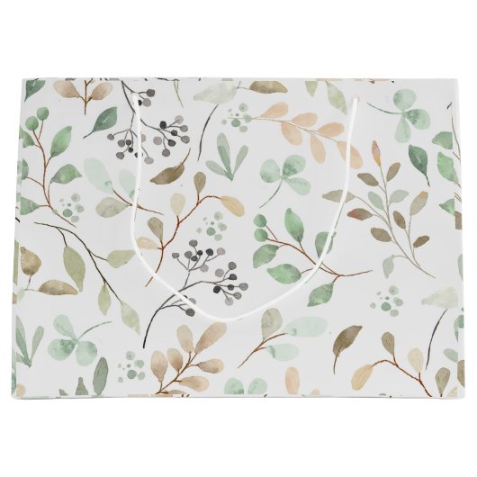 Minimalist Leaves Pattern Gift Bag ラージペーパーバッグ (正面)