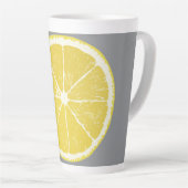 Minimalist Lemon Slice on Grey Latte Mug カフェラテマグ (右アングル)