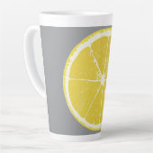 Minimalist Lemon Slice on Grey Latte Mug カフェラテマグ (左アングル)