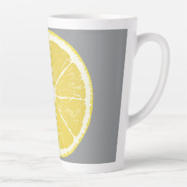Minimalist Lemon Slice on Grey Latte Mug カフェラテマグ
