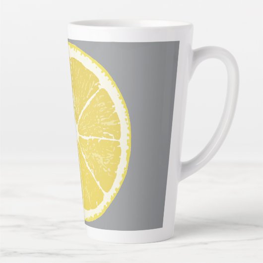 Minimalist Lemon Slice on Grey Latte Mug カフェラテマグ (右)