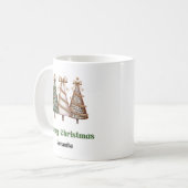 Minimalist leopard christmas trees personalized  コーヒーマグカップ (正面左)