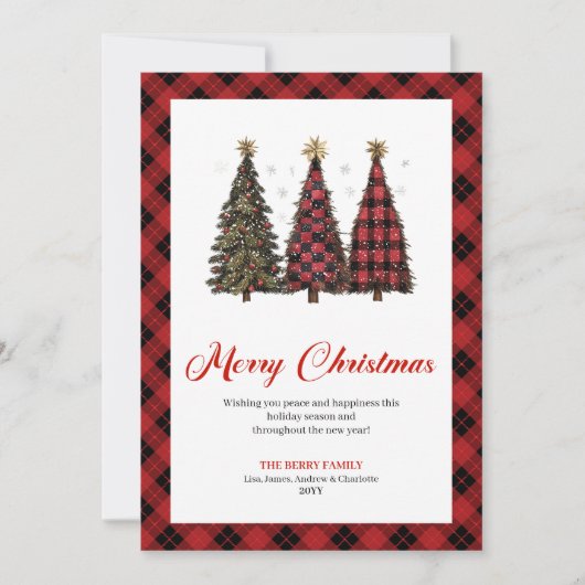 Minimalist Leopard Print Christmas Tree Holiday シーズンカード (正面)