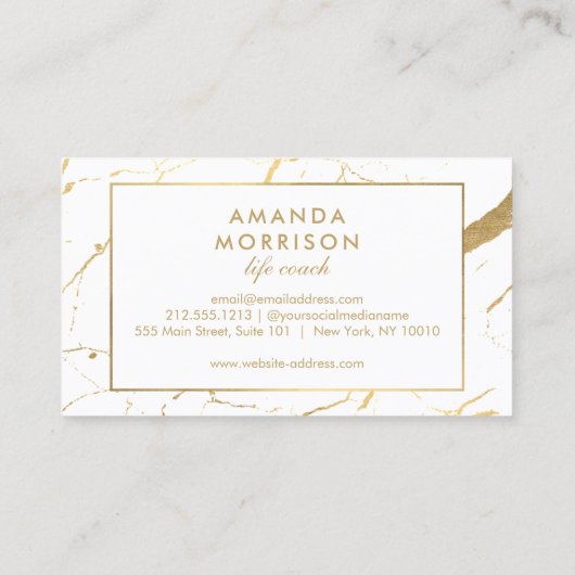 Minimalist Life Coach Gold Marble White 名刺 (裏面)