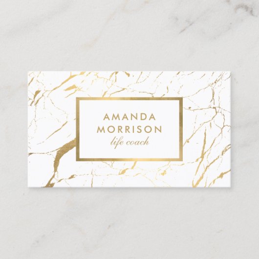 Minimalist Life Coach Gold Marble White 名刺 (正面)