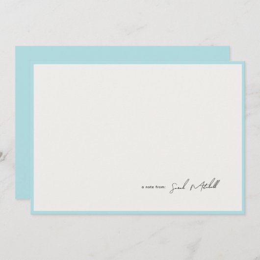 Minimalist Light Blue Border Personalized Script ノートカード (正面/裏面)