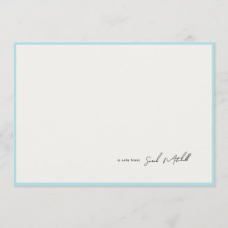 Minimalist Light Blue Border Personalized Script ノートカード