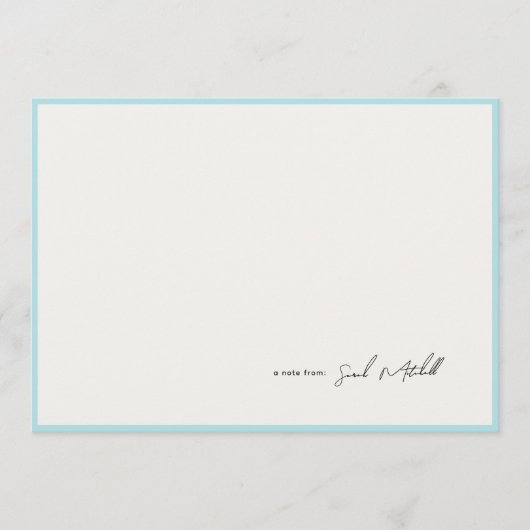 Minimalist Light Blue Border Personalized Script ノートカード (正面)