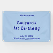 Minimalist Light Blue Kids Birthday Banner 横断幕 (横)